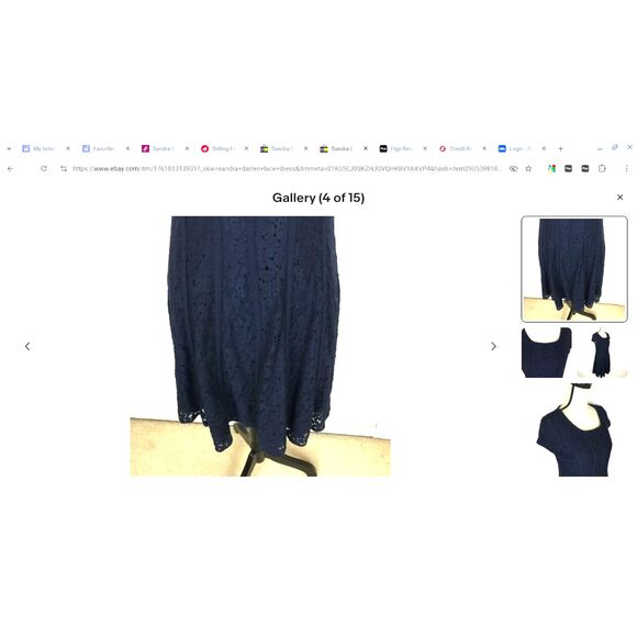 Sandra Darren dress black lace eyelet fitted cocktail dress 10 m party evening - Picture 12 of 12